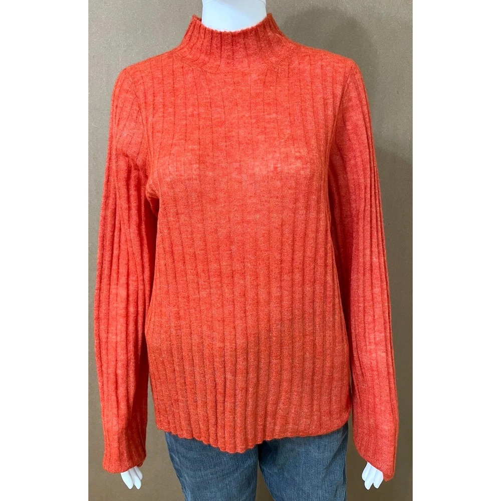 Madewell Women's Sweater Pullover Alpaca-Blend Mock Neck Long Sleeve XL Orange